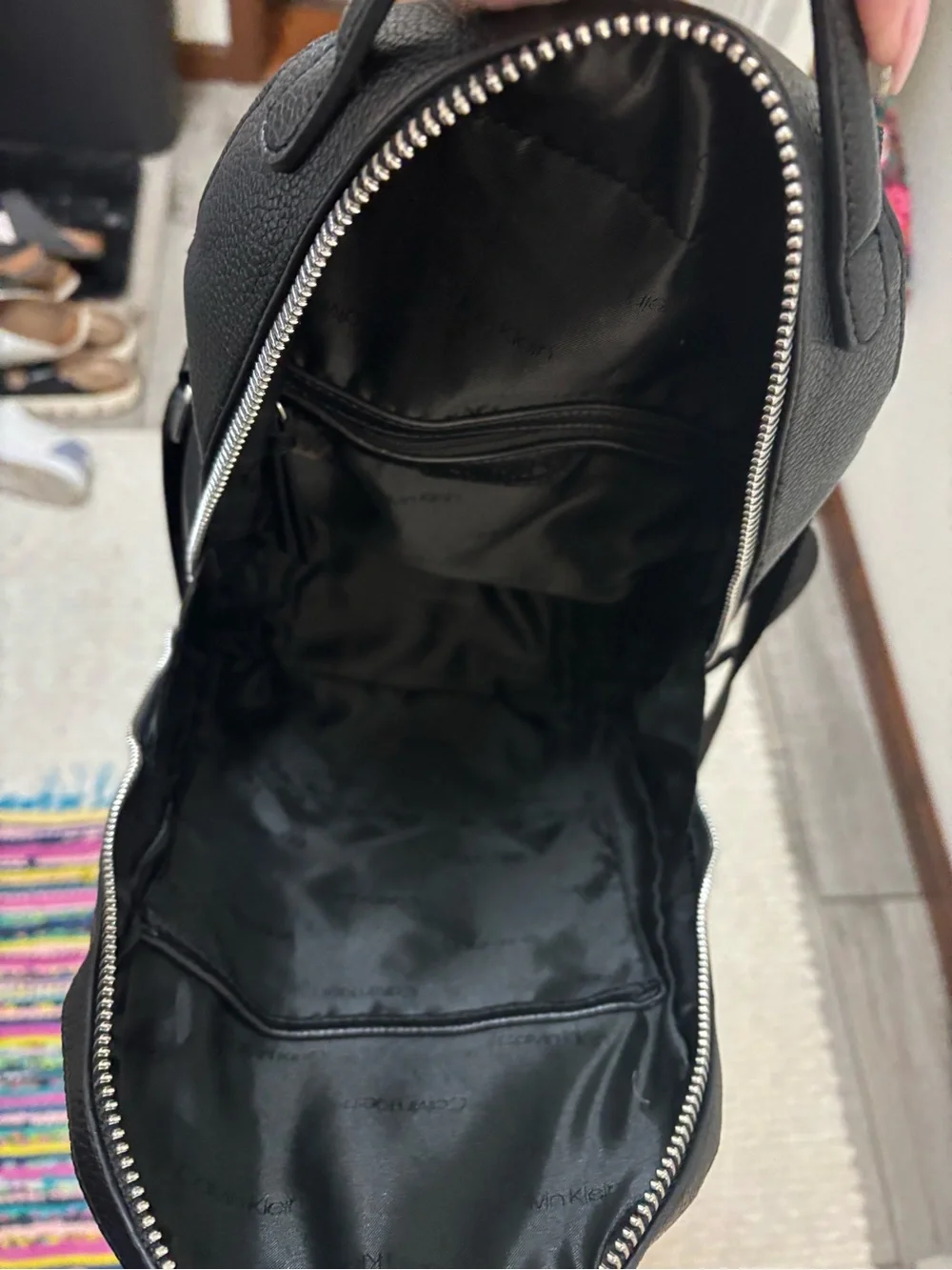 Calvin Klein Black Faux Leather Backpack